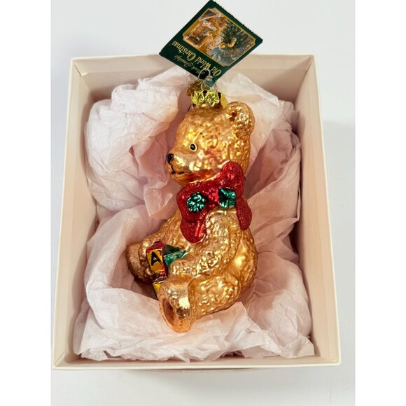 Ornament Glass Hand Blown Teddy Bear Merck Family Old World Christmas Tree - Picture 6 of 10